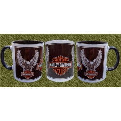 Taza de porcelana, harley logo con águilas