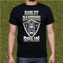 Camiseta negra, harley spain