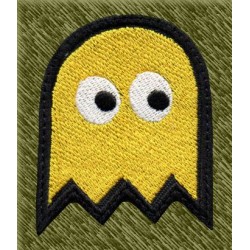 Parche bordado, pacman, fantasma amarillo