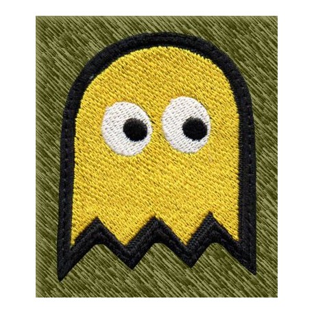 Parche bordado, pacman, fantasma amarillo