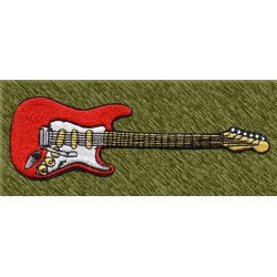 Parche bordado, guitarra fender, roja