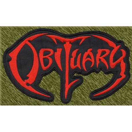 parche bordado para espalda, obituary, rojo