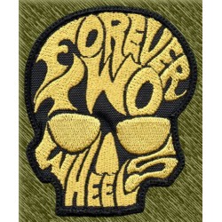 Parche bordado, calavera forever two wheels, beig