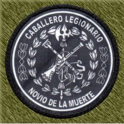 Parche sublimación, caballero legionario, novio de la muerte, blanco y negro