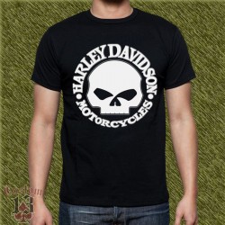 Camiseta negra, harley davidon motorcycles, skull