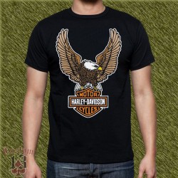 Camiseta negra, harley davidson, águila