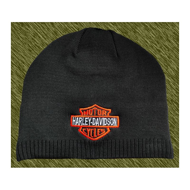 Gorro de lana harley daidson logo naranja