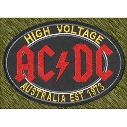 Parche bordado AC DC, high voltage