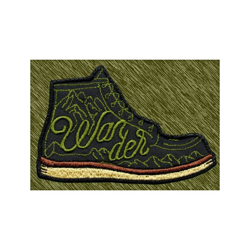 Parche bordado senderismo, bota wander negra