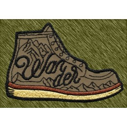 Parche bordado senderismo, bota wander beig