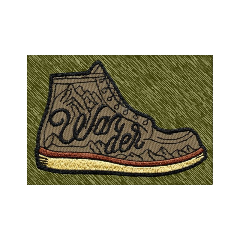 Parche bordado senderismo, bota wander beig