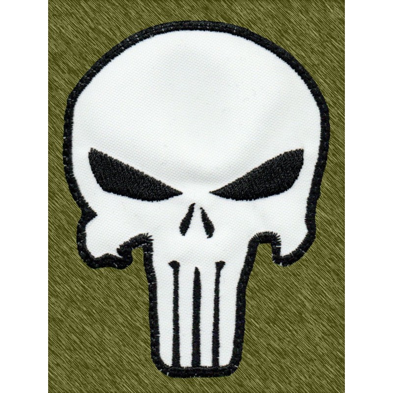 parche bordado, calavera punisher con forma