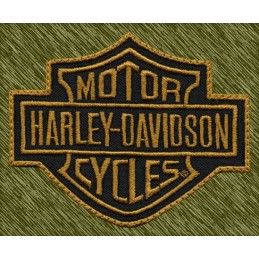 Parche bordado, harley davidson logo marrón