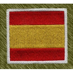 parche bordado, bandera españa, borde blaco 6x5,5cm