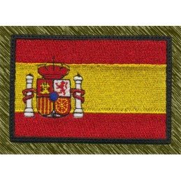 parche bordado, bandera españa con escudo, borde negro