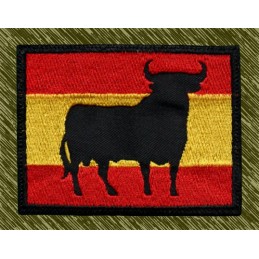 parche bordado bandera españa, con toro osborne