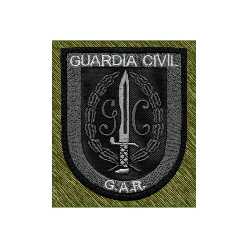 parche bordado, GAR, guardia civil, gris