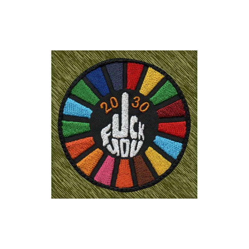 parche bordado, agenda 2030, fuck you