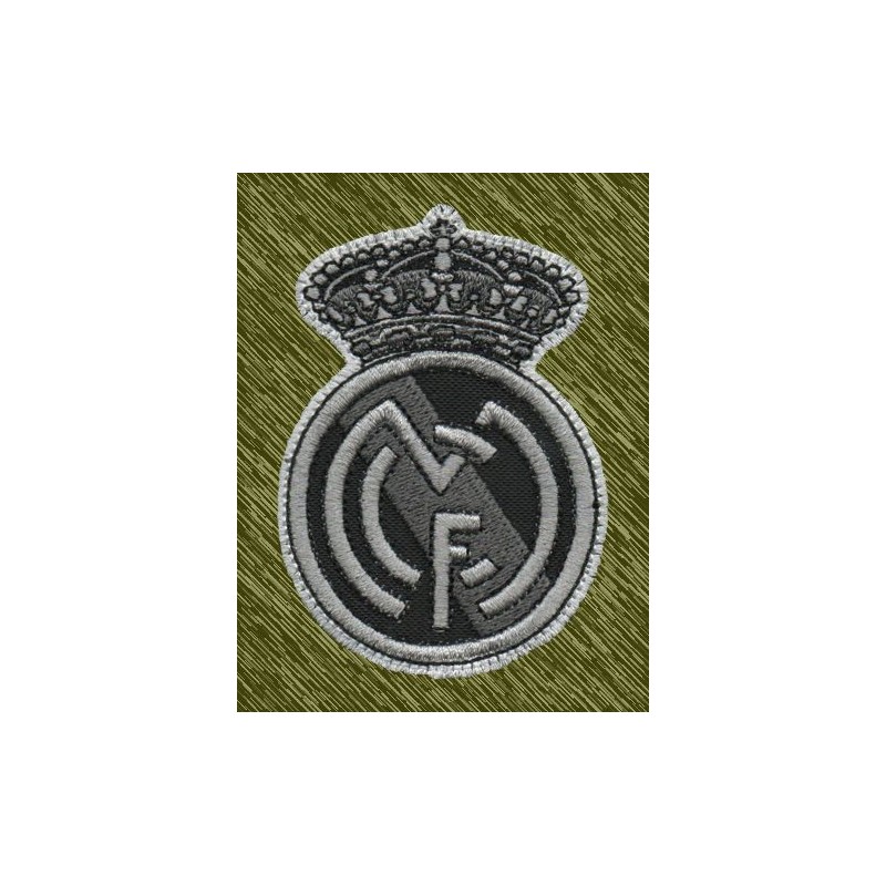 parche bordado Real Madrid, gris y negro