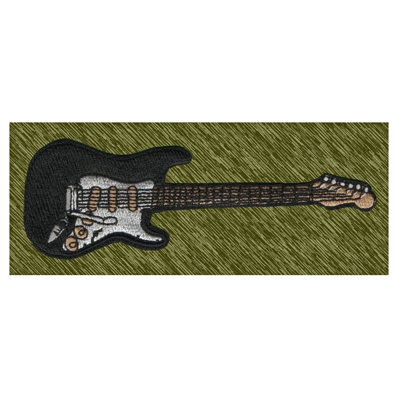 Parche bordado, guitarra fender stratocaster negra