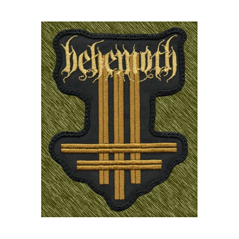 Parche bordado Behemoth, cruz invertida