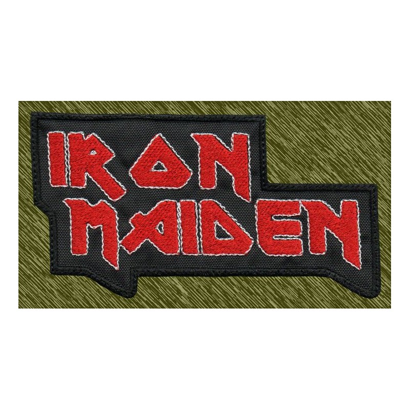 Parche bordado Iron Maiden, letras con borde