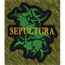 Parche bordado Sepultura, logo verde