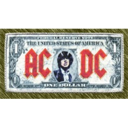 Parche bordado sublimación, AC-DC, billete one dollar