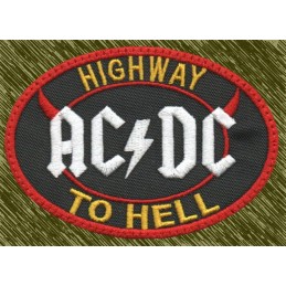 Parche bordado AC-DC, highway to hell, cuernos