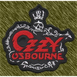 Parche bordado Ozzy Osbourne, letras rojas
