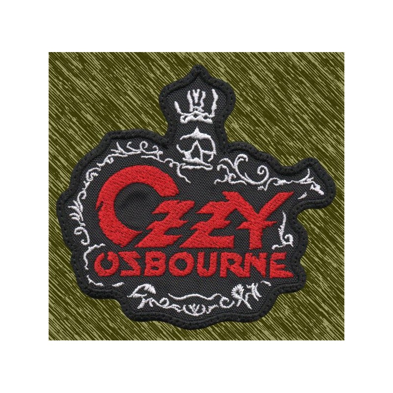 Parche bordado Ozzy Osbourne, letras rojas