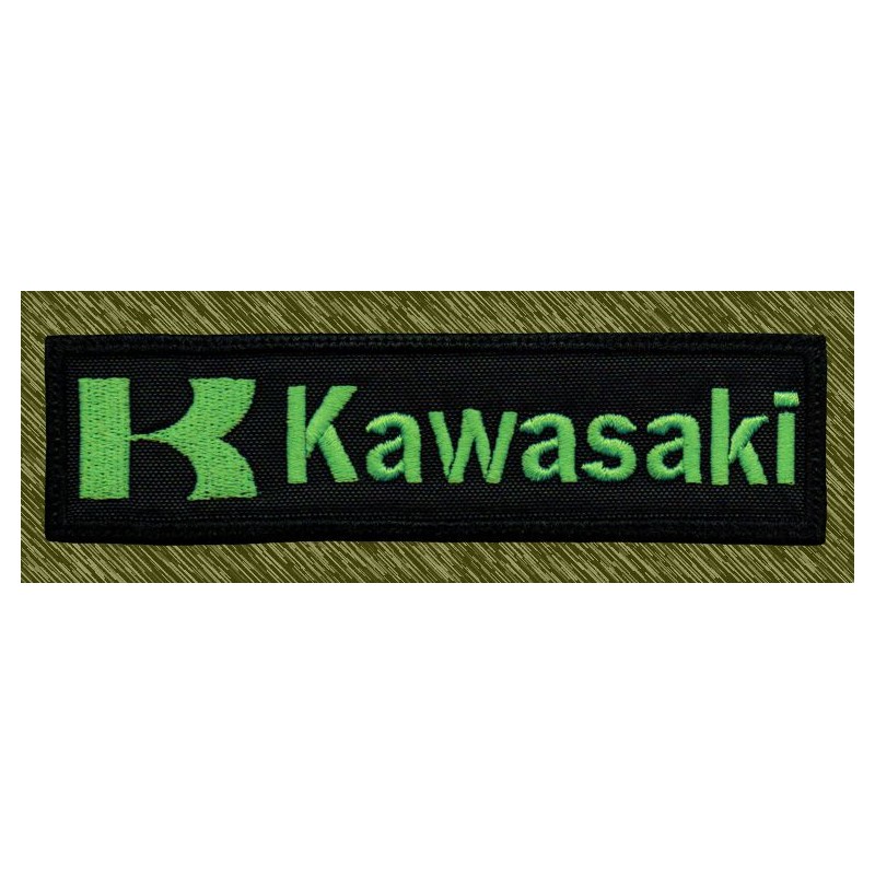 Parche bordado, stick kawasaki, verde