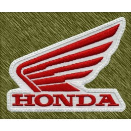 Parche bordado Honda, ala fondo blanco
