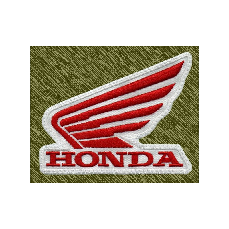 Parche bordado Honda, ala fondo blanco