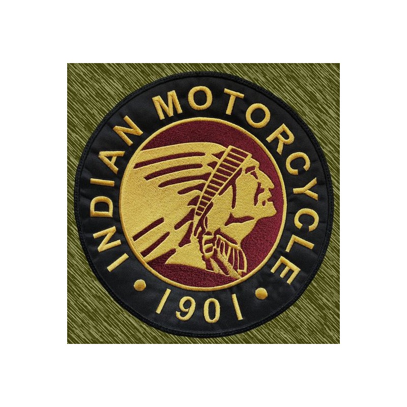 Parche bordado Indian Motorcycle 1901, redondo para espalda