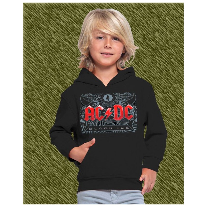 sudadera niño con capucha, AC DC, black ice negra | Custom 13