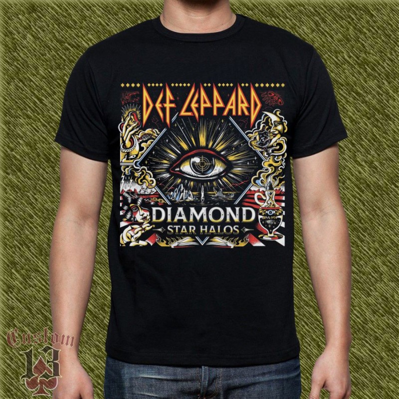 Camiseta Def Leppard, diamonds star halos