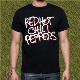 Camiseta Red hot chili peppers, letras blancas