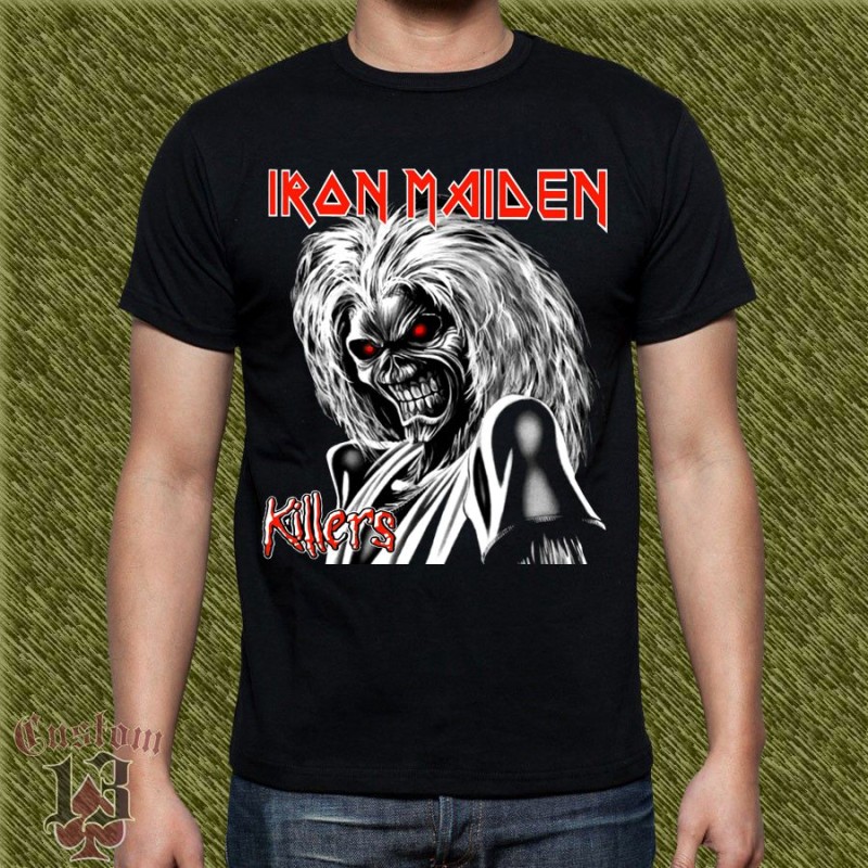 Camiseta Iron Maiden, blanco y negro
