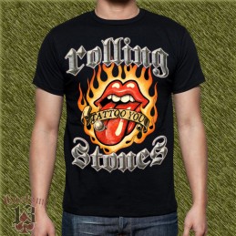 Camiseta rolling stones, tatto you flames