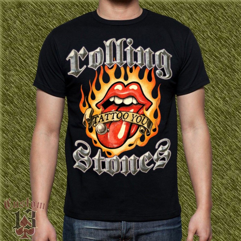 Camiseta rolling stones, tatto you flames