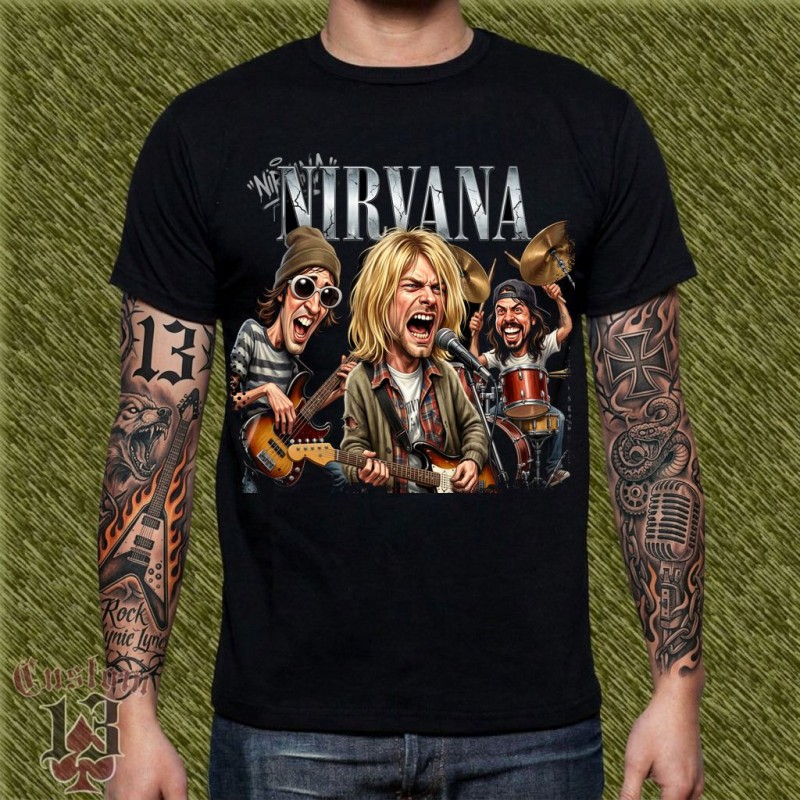 Camiseta Caricatura Nirvana - Seattle Grunge
