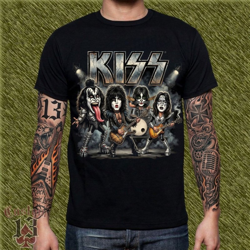 Camiseta Caricatura Kiss - Rock and Roll Army