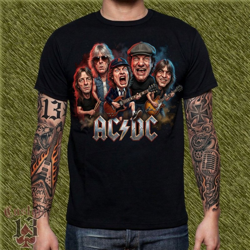 Camiseta Caricatura AC/DC - Classic Lineup