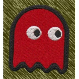 Parche bordado, pacman, fantasma rojo