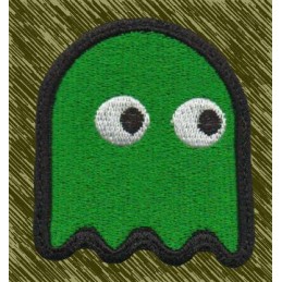 Parche bordado, pacman, fantasma verde