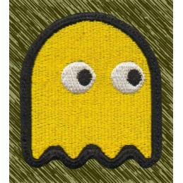 Parche bordado, pacman, fantasma amarillo