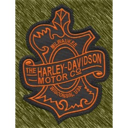 Parche Bordado Harley-Davidson Logo Vintage (Naranja) – Estilo Biker