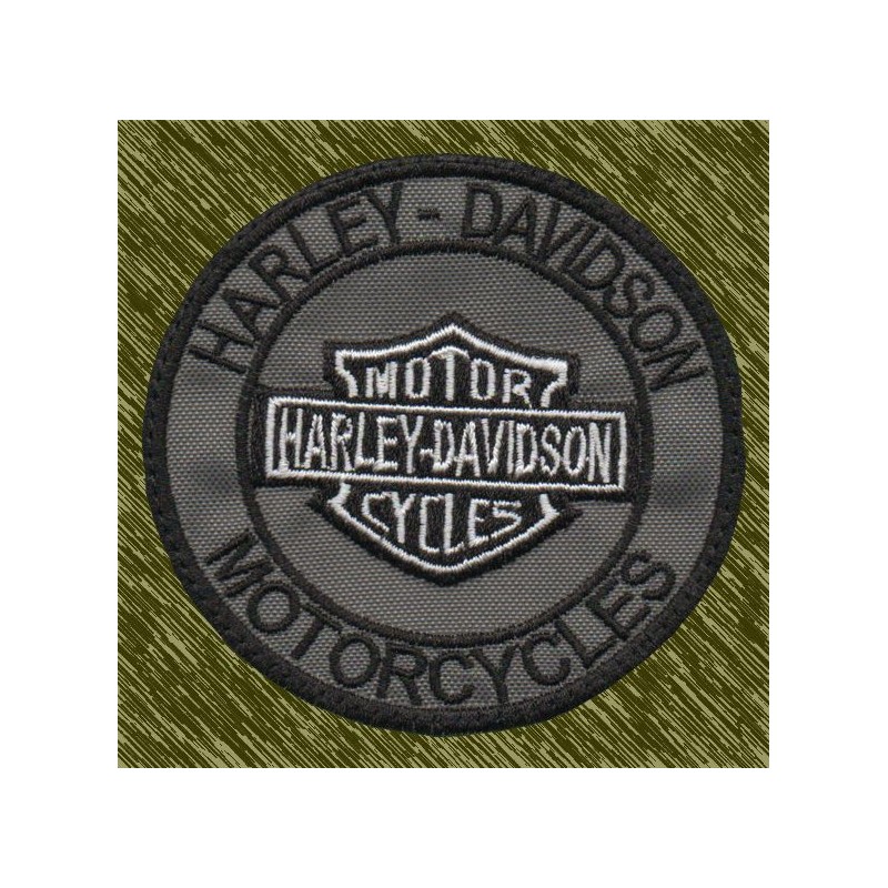 Parche Bordado Harley-Davidson Motorcycles (Logo Gris)