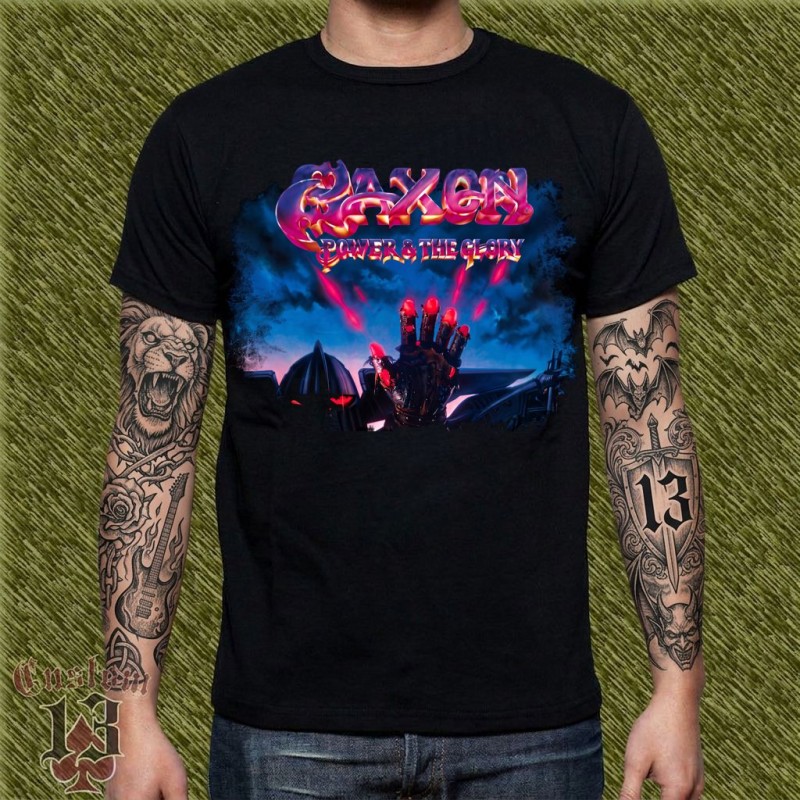 Camiseta Saxon, power and the glory, portada